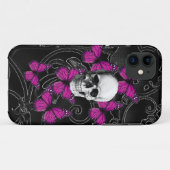 Gothische schedel en paarse vlinders Case-Mate iPhone case (Achterkant (horizontaal))