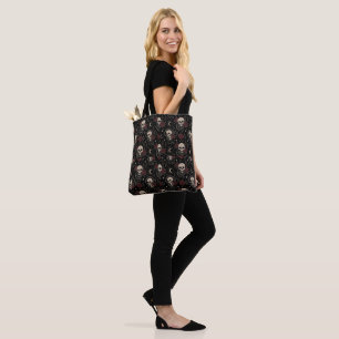 Gothische Schedel en Rode Roos Boodschappentas Tote Bag