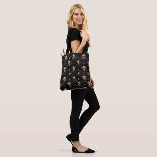 Gothische Schedel en Rode Roos Boodschappentas Tote Bag