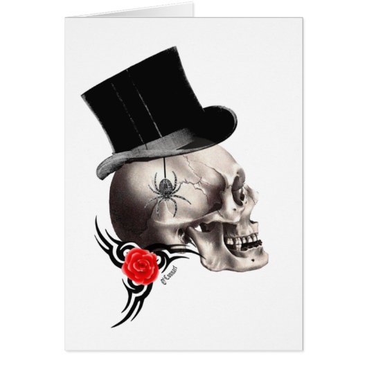 Gothische schedel en roos tattoo (Voorkant)