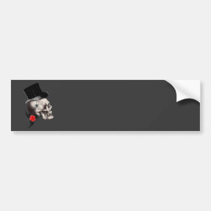 Gothische schedel en roos tattoo bumpersticker