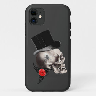 Gothische schedel en roos tattoo Case-Mate iPhone case
