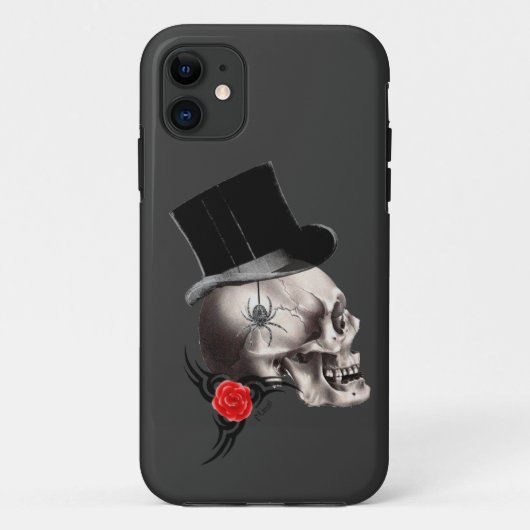 Gothische schedel en roos tattoo Case-Mate iPhone case (Achterkant)