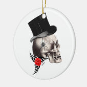 Gothische schedel en roos tattoo keramisch ornament (Links)