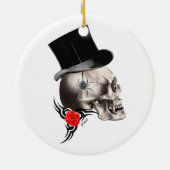 Gothische schedel en roos tattoo keramisch ornament (Achterkant)