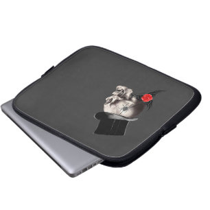 Gothische schedel en roos tattoo laptop sleeve