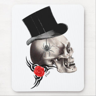 Gothische schedel en roos tattoo muismat