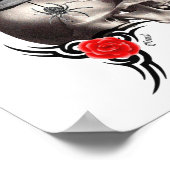 Gothische schedel en roos tattoo poster (Hoek)