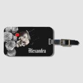 Gothische schedel en Rozen Bagagelabel (Voorkant (horizontaal))