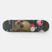 Gothische schedel en Rozen Schimmeldonkergrijs Persoonlijk Skateboard (Horizontaal)