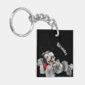 Gothische schedel en Rozen Sleutelhanger (Voorkant Links)