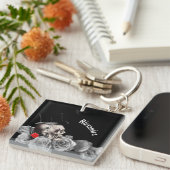 Gothische schedel en Rozen Sleutelhanger (Voorkant Rechts)