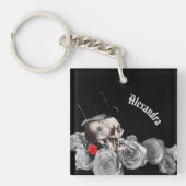 Gothische schedel en Rozen Sleutelhanger (Voorkant)