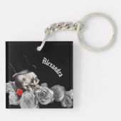 Gothische schedel en Rozen Sleutelhanger (Achterkant)