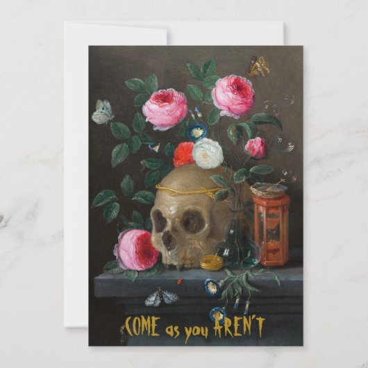 Gothische schedel en Rozen Volwassen halloween Kaart (Achterkant)