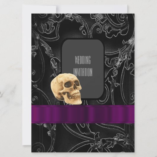Gothische schedel en zwarte damesbruiloft kaart (Achterkant)