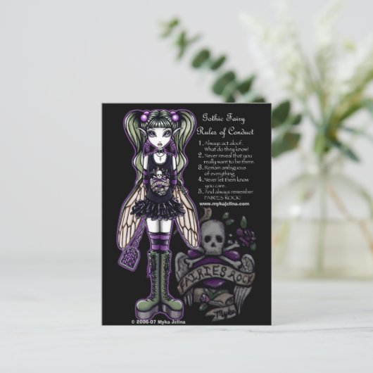 Gothische schedel Faery van Sadies Briefkaart (Staand voorkant)