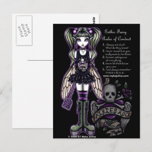 Gothische schedel Faery van Sadies Briefkaart (Voorkant / Achterkant)