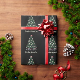 Gothische Schedel Kerstboom   Alternatief Griezele Cadeaupapier