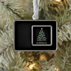 Gothische Schedel Kerstboom Alternatief Griezels Verzilverd Omlijst Ornament