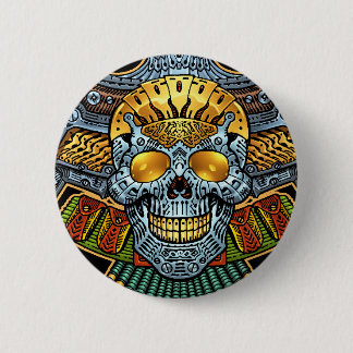 Gothische schedel met Pistolen en kogels door Al R Ronde Button 5,7 Cm