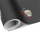 Gothische schedel met Roos en roven Cadeaupapier (Rol Hoek)