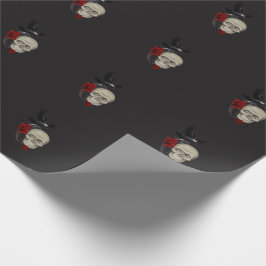 Gothische schedel met Roos en roven Cadeaupapier