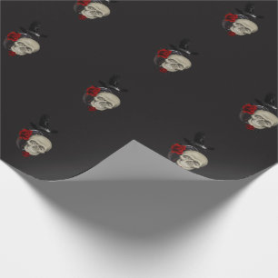Gothische schedel met Roos en roven Cadeaupapier