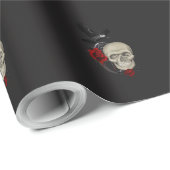 Gothische schedel met Roos en roven Cadeaupapier (Rol Hoek)