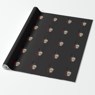 Gothische schedel met Roos en roven Cadeaupapier