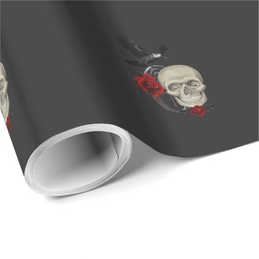 Gothische schedel met Roos en roven Cadeaupapier (Rol Hoek)