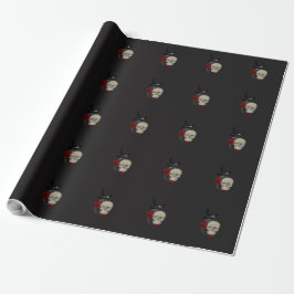 Gothische schedel met Roos en roven Cadeaupapier
