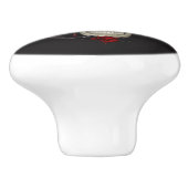 Gothische schedel met Roos en roven Keramische Knop (Zijkant)