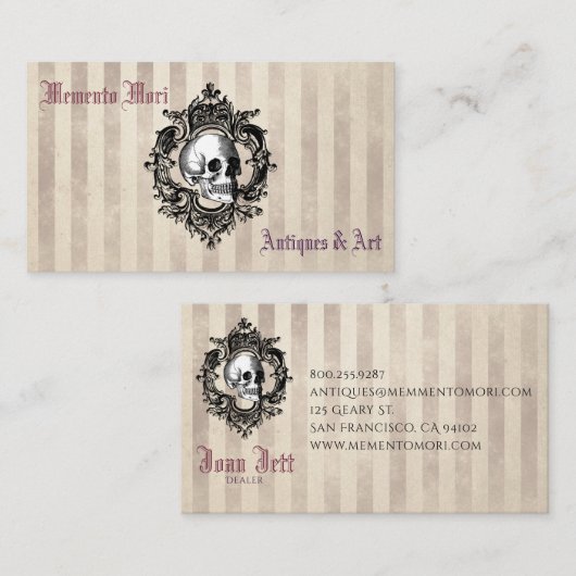 Gothische schedel met strepen visitekaartje (Voorkant / Achterkant)