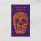 Gothische schedel Oranje Paarse textuur verbrand Visitekaartje (Voorkant)