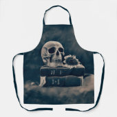 Gothische schedel Oude  boeken Cyanotype Macabre Schort (Voorkant)