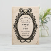 Gothische schedel tot de dood ons deel Antiek Save The Date (Staand voorkant)