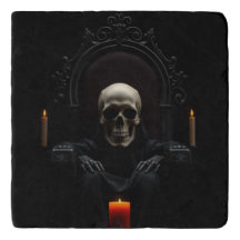Gothische schedel troon Halloween onderzetter