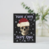 Gothische Schedel Verschrikkelijke Kerst Muts Grap Briefkaart (Staand voorkant)