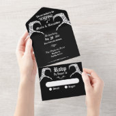 Gothische schedelhart  all in one uitnodiging (Afscheurbaar)