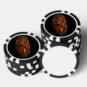 Gothische Schedelkroon Halloween Donkere Rozen Gri Poker Chips