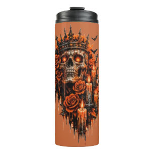 Gothische Schedelkroon Halloween Donkere Rozen Gri Thermosbeker