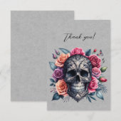 Gothische schedelkroon van rozen dank je wel bedankkaart (Voorkant / Achterkant)