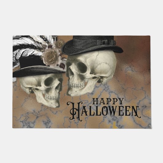 Gothische schedels bij Petten Halloween Deurmat (Voorkant)