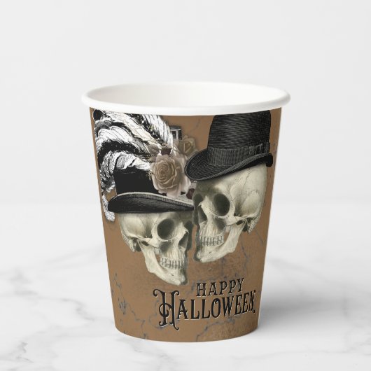 Gothische schedels bij Petten  Halloween Papieren Bekers (Achterkant)