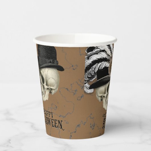 Gothische schedels bij Petten  Halloween Papieren Bekers (Links)