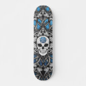 Gothische schedels - blauw skateboard (Voorkant)