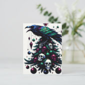 Gothische schedels en raven kerstboom briefkaart (Staand voorkant)