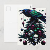 Gothische schedels en raven kerstboom briefkaart (Voorkant / Achterkant)