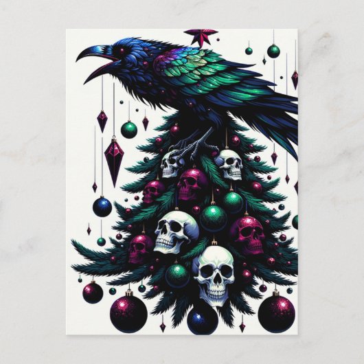 Gothische schedels en raven kerstboom briefkaart (Voorkant)